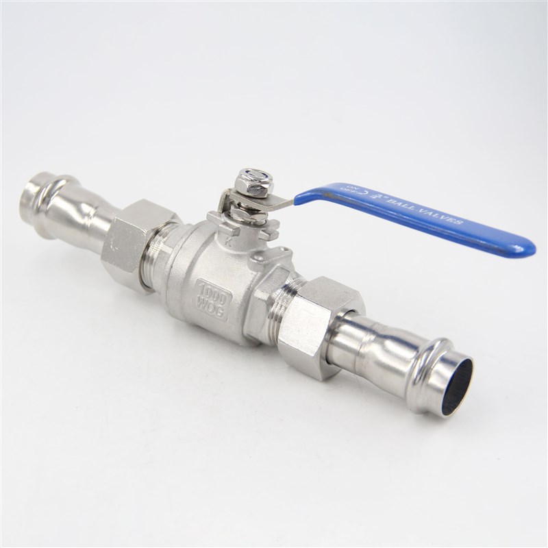 304不锈钢双卡压活接球阀4分6分薄壁水管两片式卡压阀门管件 - 图2