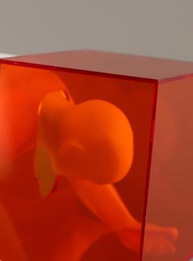 现居代简约亚克橙色囚家笼人物雕塑树脂摆1429件客厅玄力关酒店装