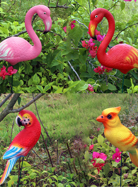 花园装饰 庭院布置草坪橱窗装饰道具摆设仿真动物火烈鸟装饰摆件