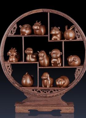 卡通紫十二生肖铜摆件创A6688意12生肖工艺品牛虎兔龙蛇鸡马羊猴