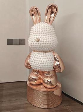 网红暴熊力兔子存钱罐客厅大型落关地大摆件玄装电视柜饰EGW乔迁