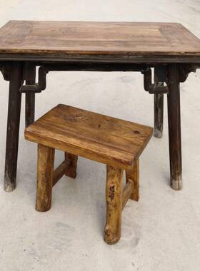 民俗怀旧老物件旧书桌茶桌凳老tlznsdfg实中式子复古木风仿古具老
