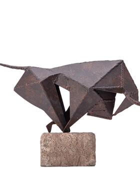 新中式创折意斗牛件简约样板间软装客厅桌书柜PZ391桌摆几何面纸