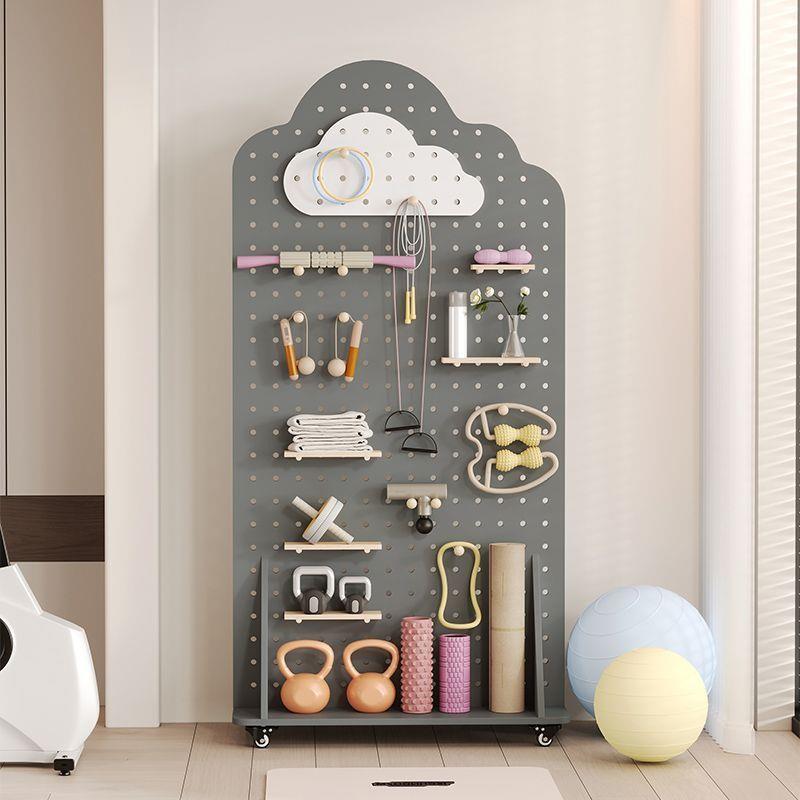 Yoga fitness equipment storage rack entrance solid wood hole board wooden yoga supplies storage rack cloud storage rack