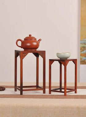 大红酸枝木禅意新中式花瓶茶壶香炉创实意盆明式方几示栽展桌面摆