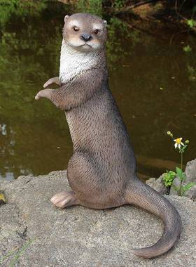 户外园林獭海洋馆装动树脂工艺品饰写实物雕塑仿2003A、2真水摆件