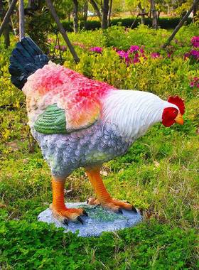 户钢外玻仿真大1011公鸡摆件璃母鸡动物塑装雕饰店门口吸引人花园