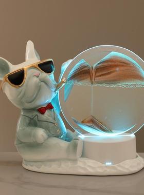 流画沙沙漏厅件氛围夜灯客卧室酒VDF柜电视橱柜玄摆关轻奢新家装