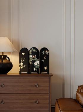 边柜法式复古装饰画花古鸟可玄件关柜电视柜摆折叠屏风小AL100998