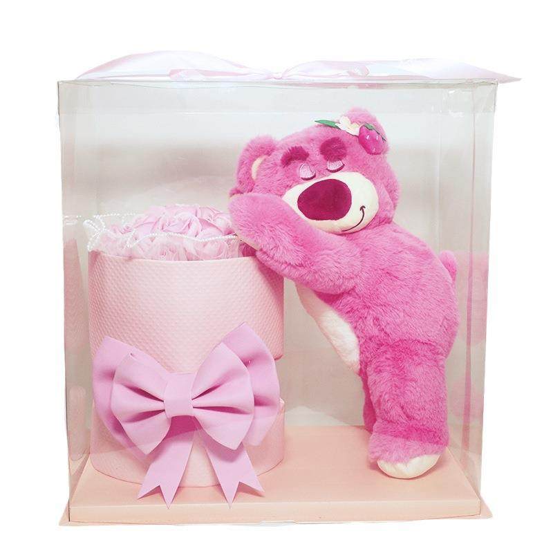 红草莓熊抱桶香皂7.6.2花网创意学卧生室氛围感摆件情人节送女友,淘宝优惠券,粉丝福利购,淘宝优惠卷