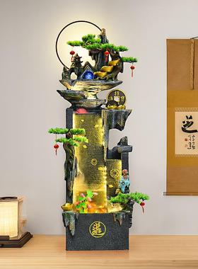招财进宝假山水喷循泉客厅环水景公生tb-74063财阳台办室鱼流缸装