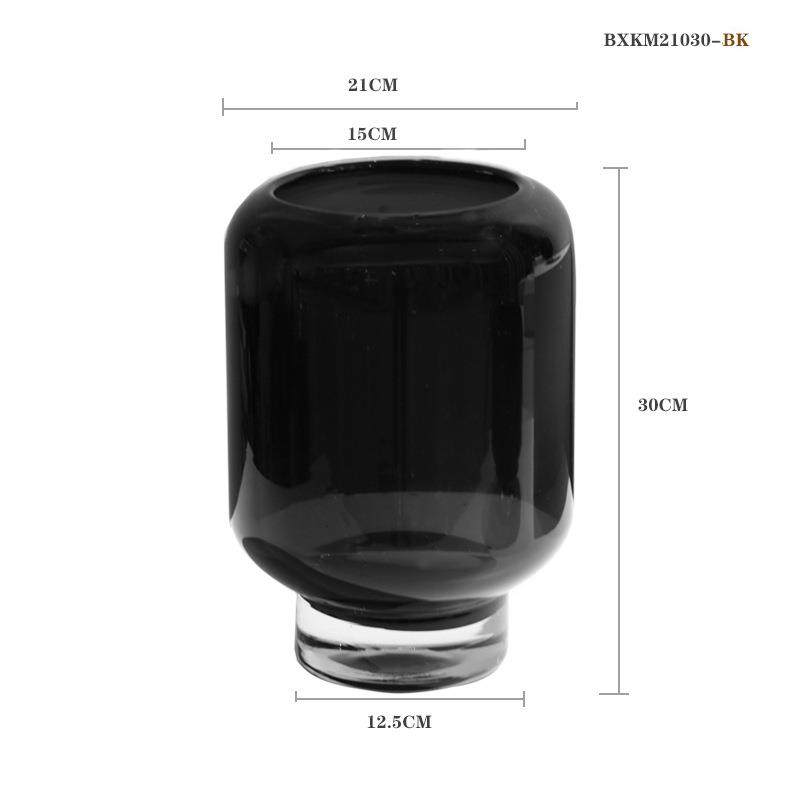 碧轩简约软装样板间厚重琉璃玻璃花瓶创意客厅餐桌摆件黑色花器,淘宝优惠券,粉丝福利购,淘宝优惠卷
