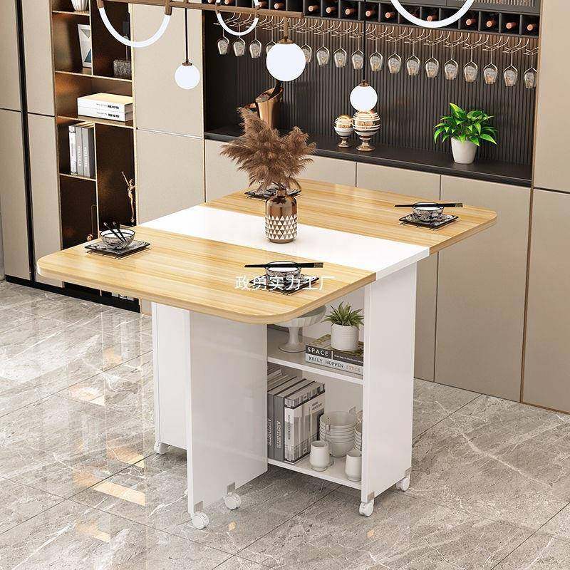 折叠餐桌家用小户型长方形简易多功能可移动可伸缩带轮吃饭小桌子,淘宝优惠券,粉丝福利购,淘宝优惠卷