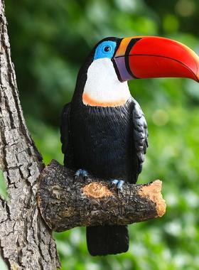 院花园布置鸟假彷TB16047真大嘴鸟阳台鹦鹉摆件庭动物挂田园风装