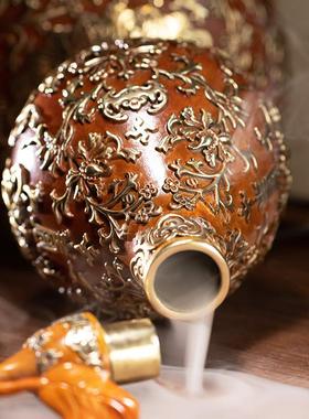 朱炳仁铜 福满盈福禄满盈铜葫芦瓶 家居装送饰客禄厅玄关公办室礼