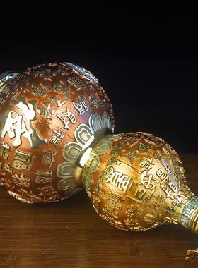 铜葫芦摆 件开百福葫芦盖空心饰开 口百福葫芦大号中式客厅玄关装