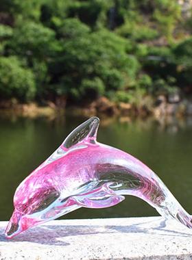 玻璃海豚璃家居酒柜创意装工艺饰礼品造摆饰小摆琉件鱼LZS缸景海