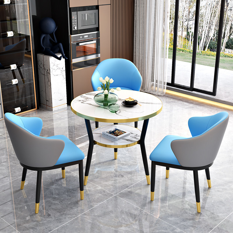 岩板洽谈桌椅组合接待桌轻奢小圆桌阳台休闲小桌椅咖啡奶茶店餐桌,淘宝优惠券,粉丝福利购,淘宝优惠卷