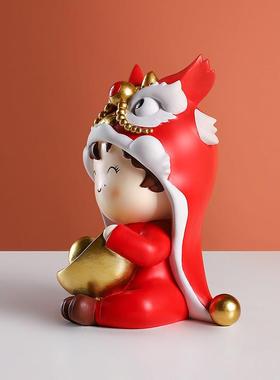 新式反摆BS110580正人物件醒狮萌雕塑趣卡通摆件客厅中卧室玄关喜