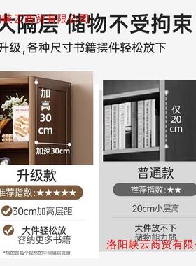 *防尘落地书柜简易书架落地家用客厅门后分层收纳置物柜子带柜门