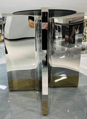 意式轻奢五金桌脚天然理石餐桌腿圆形底座支撑腿圆餐桌子脚