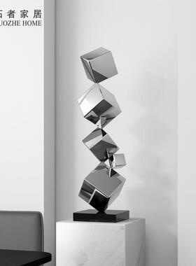 现代约居几何方形叠层不锈钢摆件玄关客厅卧BJ0714室装样板房家饰