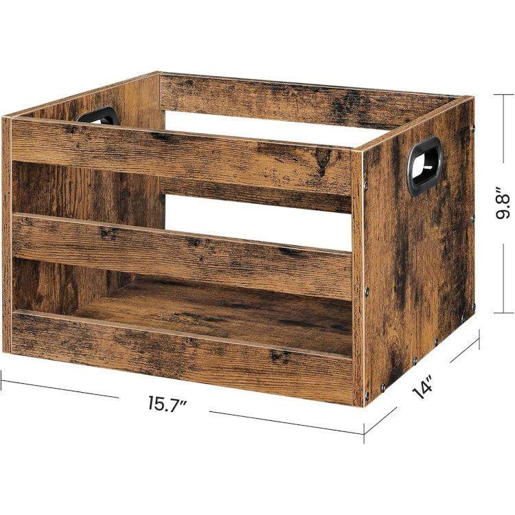 实木桌面收纳筐复古木制资料文件整理筐正方形书本杂志储物篮,淘宝优惠券,粉丝福利购,淘宝优惠卷