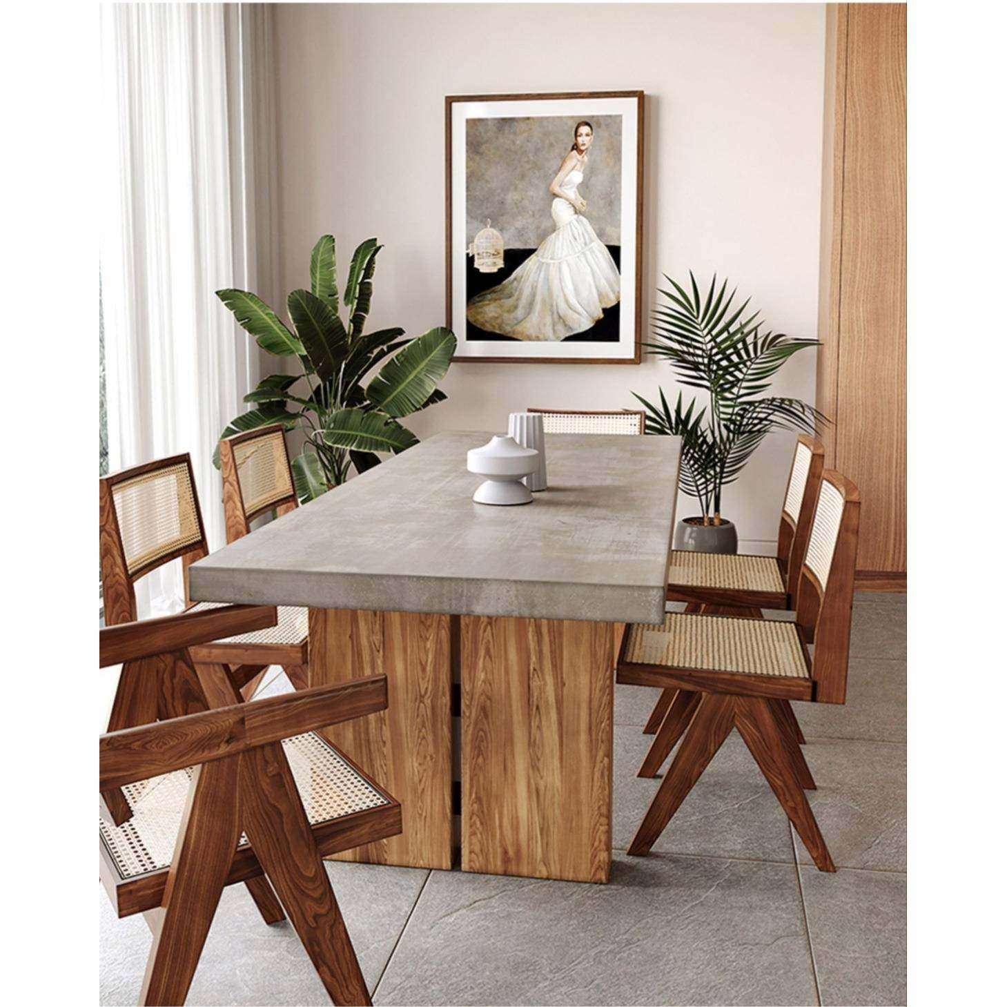 北欧复古实木长条桌会议桌设计师办公桌书桌仿水泥色简约原木餐桌,淘宝优惠券,粉丝福利购,淘宝优惠卷