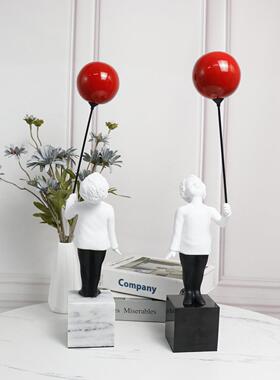 北欧板房家居客厅玄关创意气球男孩样-塑件摆办公室售楼处装雕饰