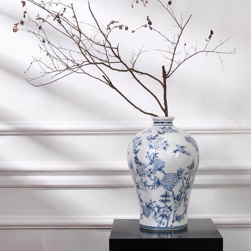 中青花瓷陶瓷花瓶民厅酒店式复古客插宿花NZP花器玄关摆件梅瓶,淘宝优惠券,粉丝福利购,淘宝优惠卷