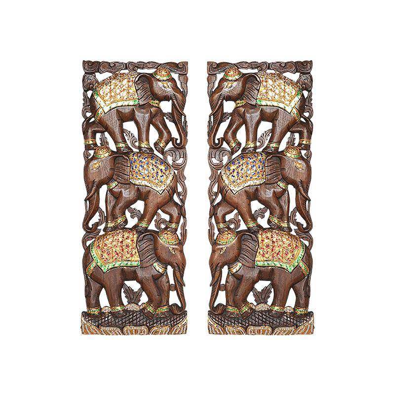 泰国手工木雕东南亚家居玄关装饰柚木三象雕板木制雕刻工艺品雕花,淘宝优惠券,粉丝福利购,淘宝优惠卷