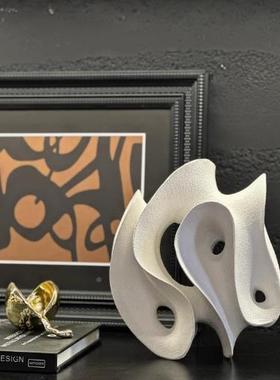 现代艺术白色律动几何波浪漫件装饰品样茶板间客软厅VJJ几书房摆