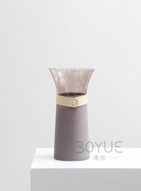 简约现代桌喷砂玻璃喇叭口花瓶板间DS477004卧室餐厅样玄花关面艺