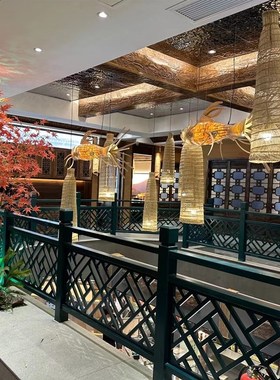 竹编吊灯竹艺禅意茶室中式竹灯餐厅民宿藤编灯笼饭店复古编织灯罩