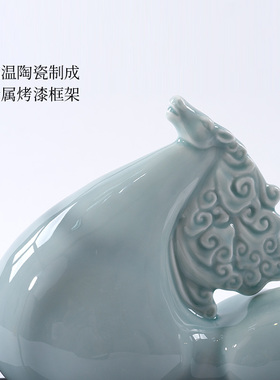 新中式陶瓷马摆件售楼处客厅玄关办公室博古架电视柜软装饰品摆设