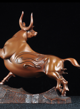 紫铜牛摆件生肖牛招财牛气冲天家居客厅玄关电视柜办公室装饰品