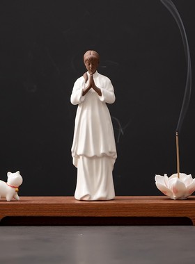 久造中式禅意瑜伽美少女摆件创意陶瓷家居客厅书房茶桌桌面装饰品