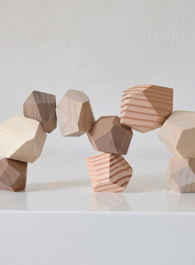 象有形/五色石 益智解压积木平衡石北欧风桌面原木手工装饰摆件