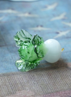 淄博琉璃手工艺品白菜百财小摆件桌面茶台中式寓意招财装饰品礼物