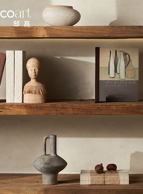 邸高家居侘寂风餐厅民宿软装布置餐边柜陶瓷花瓶花器实木托盘摆件