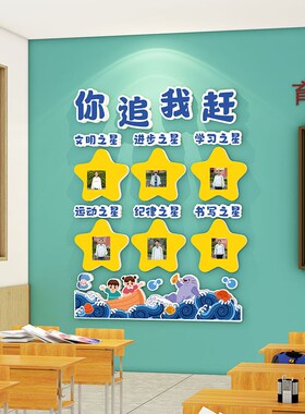 每周班级之星文化墙布置初中小学教室装饰你追我赶小组评比栏墙贴
