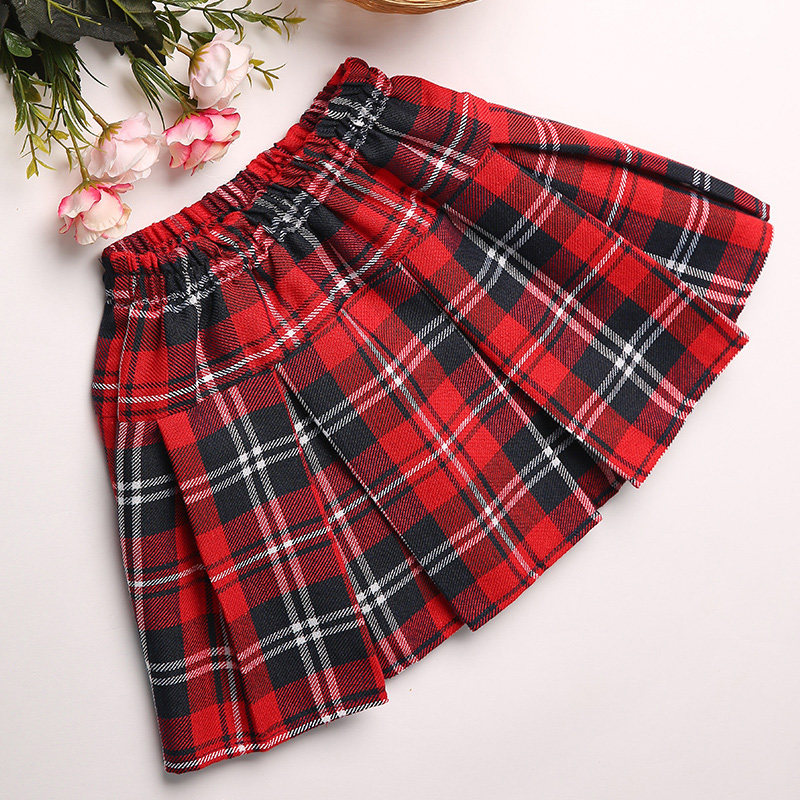 儿童格子半身裙女童裙子中小学生短裙红色格子裙校服裙女孩演出裙,淘宝优惠券,粉丝福利购,淘宝优惠卷