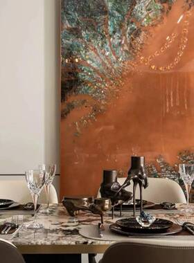 现装代欧式奢金属三叉树几何造型烛台摆件根DXS摆件样轻板间软饰