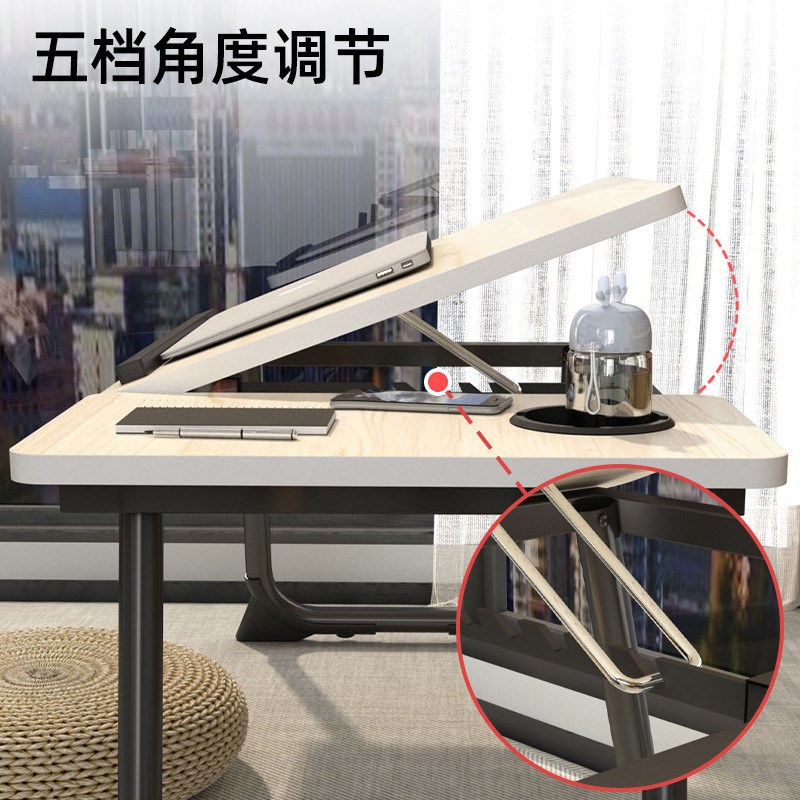 床上飘窗可升降桌面折叠书桌小桌子小桌板宿舍学习桌懒人桌办公桌 - 图1