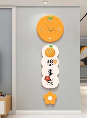 新款平安喜入视户玄面关装饰画挂钟图频工厂客厅电背景墙挂乐饰墙
