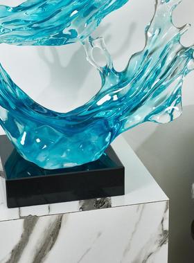 现PXT代简约明树脂塑装饰艺术创意浪雕花摆风生水起酒透店大堂玄