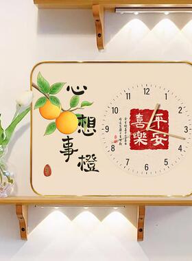 平安喜乐桌面摆台画家居饰品装饰画时钟静音卧室办公室摆件客厅