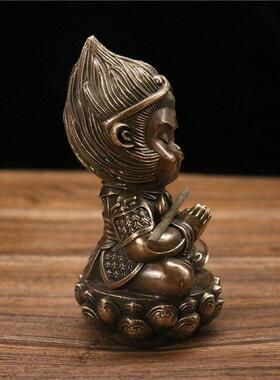 新品Q版孙悟空铜像坐莲花齐天大圣斗战胜佛车载摆件家居桌面摆件
