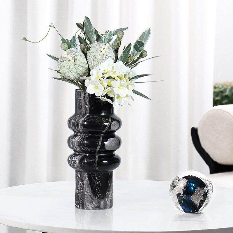 现代轻奢创意柜大理石头花器花HP047瓶餐桌边柜摆件板间样床装饰,淘宝优惠券,粉丝福利购,淘宝优惠卷