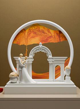 贝汉美高20240621送级感小众沙画摆件结娘婚客厅装饰品新人新流情